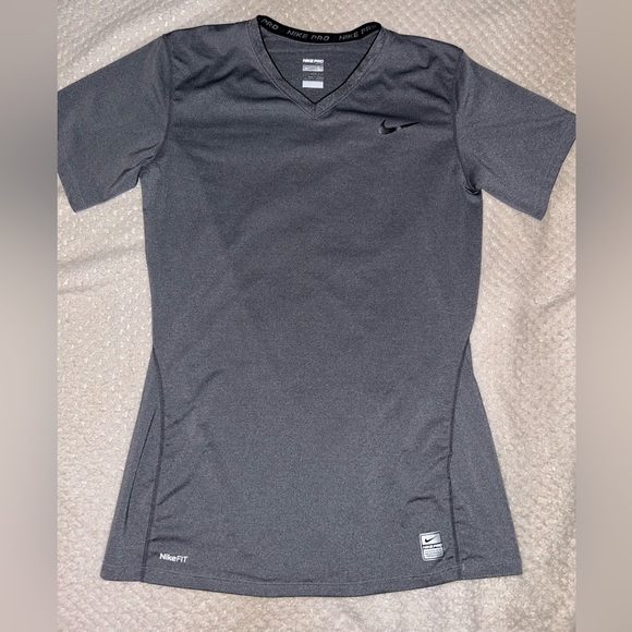 Nike Tops - Grey Nike Pro Semi-Fitted Dry-Fit Shirt